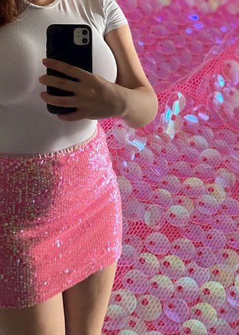 Pullu Pembe Mini Etek