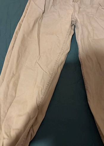 Bershka Bershka Bej Kadın Midi Boy Bol Kesim Keten Pantolon