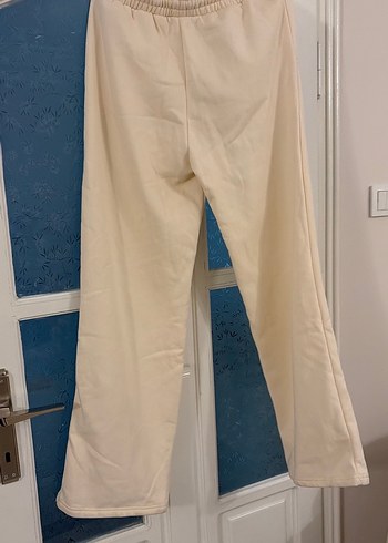 Pamuklu Beyaz Salaş Kadın Eşofman Altı - Görsel 5