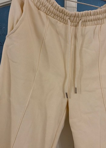 Pamuklu Beyaz Salaş Kadın Eşofman Altı - Görsel 3