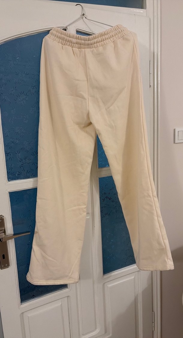 Pamuklu Beyaz Salaş Kadın Eşofman Altı - Görsel 5