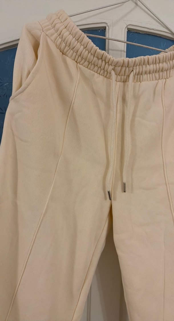 Pamuklu Beyaz Salaş Kadın Eşofman Altı - Görsel 3