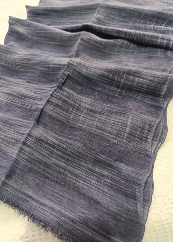 Lacivert Gri Keten Kadın Şal - Görsel 2