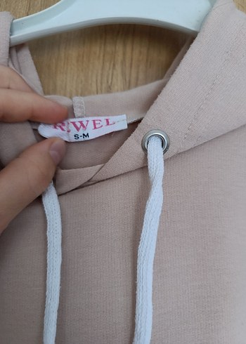 Bej Kapüşonlu Uzun Kadın Sweatshirt - Görsel 5