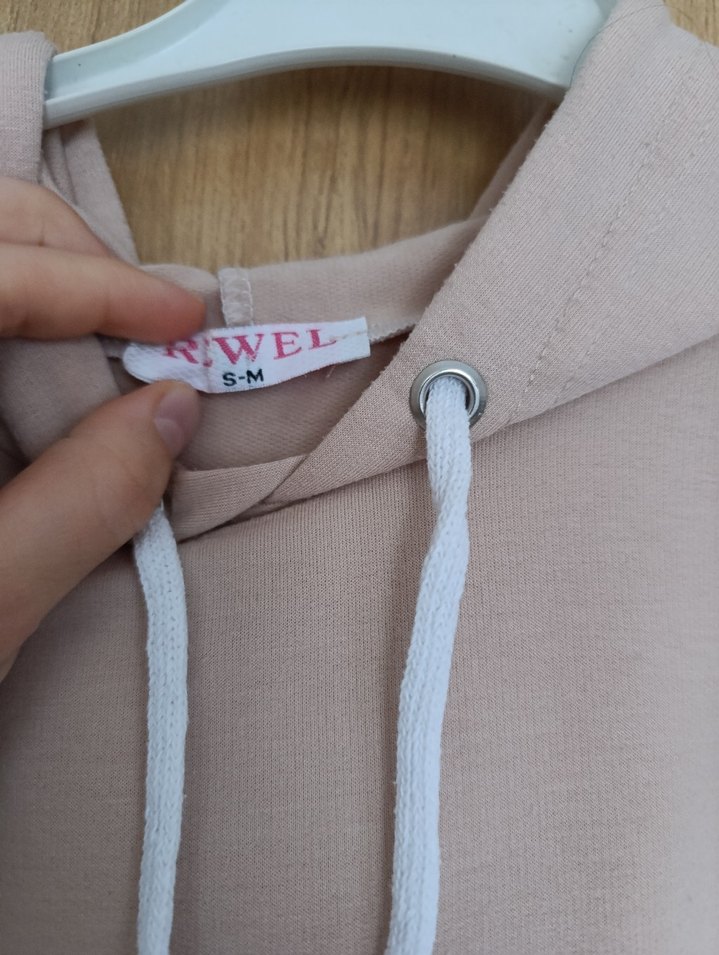 Bej Kapüşonlu Uzun Kadın Sweatshirt - Görsel 5