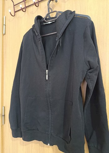 Siyah Fermuarlı Kadın Midi Kapşon - Görsel 2