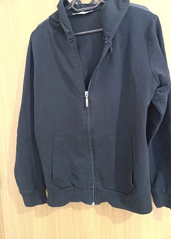 Siyah Fermuarlı Kadın Midi Kapşon - Görsel 3