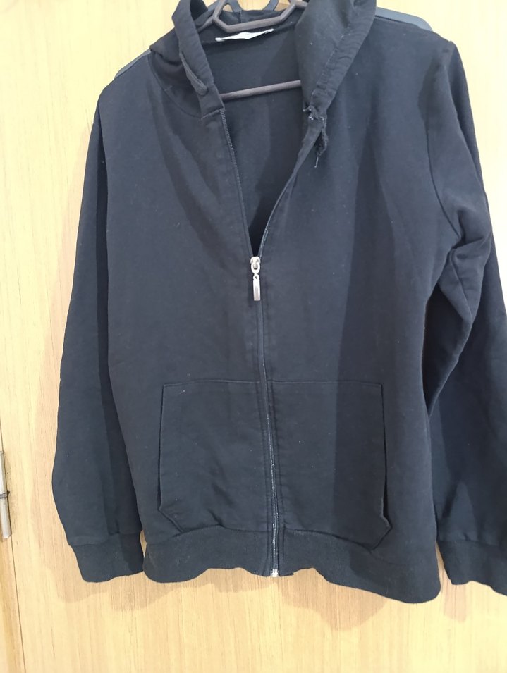 Siyah Fermuarlı Kadın Midi Kapşon - Görsel 3