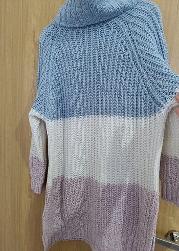 Bohem Rahat Çok Renkli Triko Boğazlı Kazak - Görsel 4