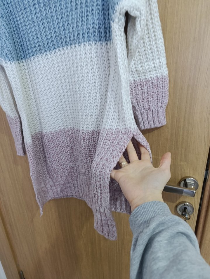 Bohem Rahat Çok Renkli Triko Boğazlı Kazak - Görsel 2