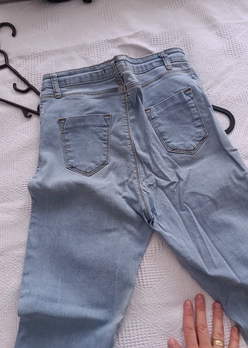 Fermuarlı  Mavi Kadın Denim Pantolon - Görsel 5