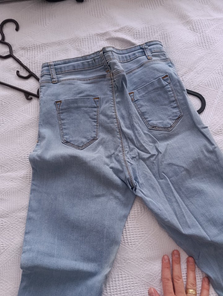 Fermuarlı  Mavi Kadın Denim Pantolon - Görsel 5