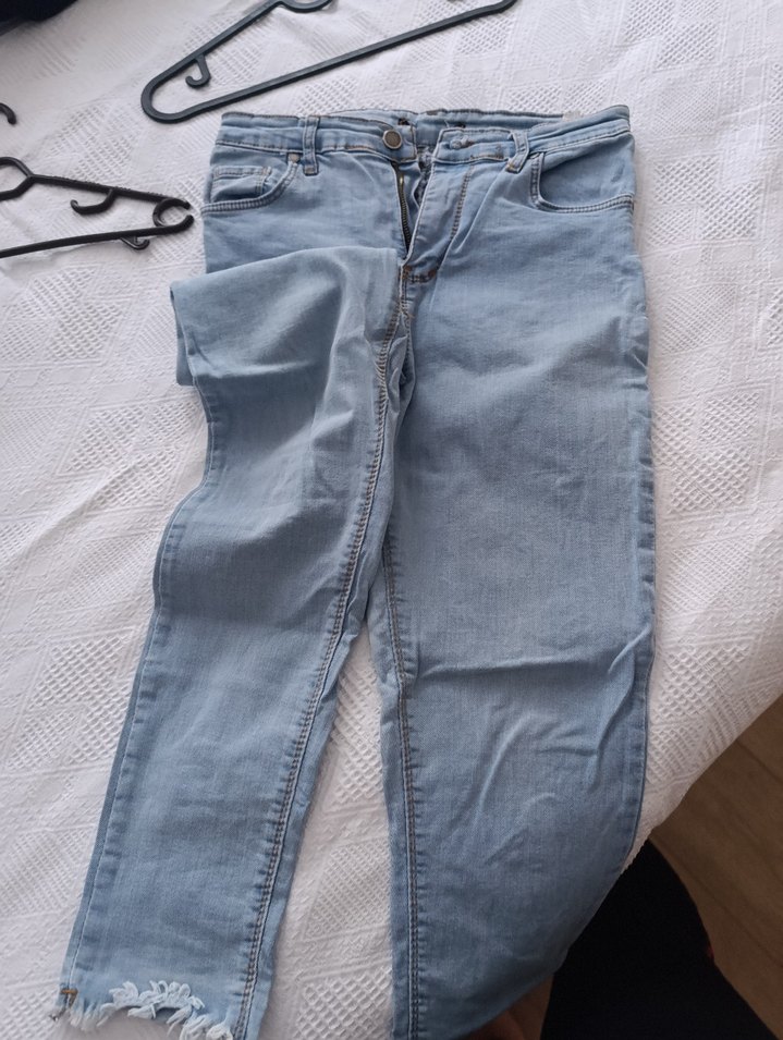 Fermuarlı  Mavi Kadın Denim Pantolon - Görsel 3