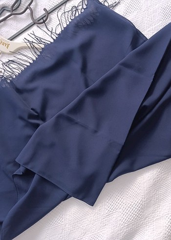 Kadın Lacivert pamuklu şifon Şal - Görsel 2