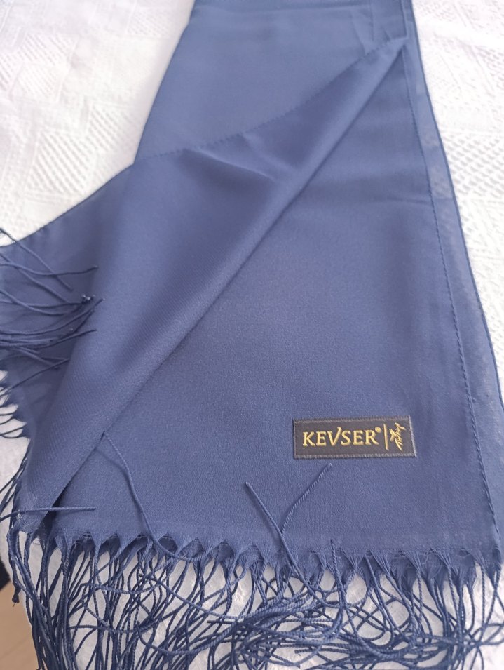 Kadın Lacivert pamuklu şifon Şal - Görsel 3