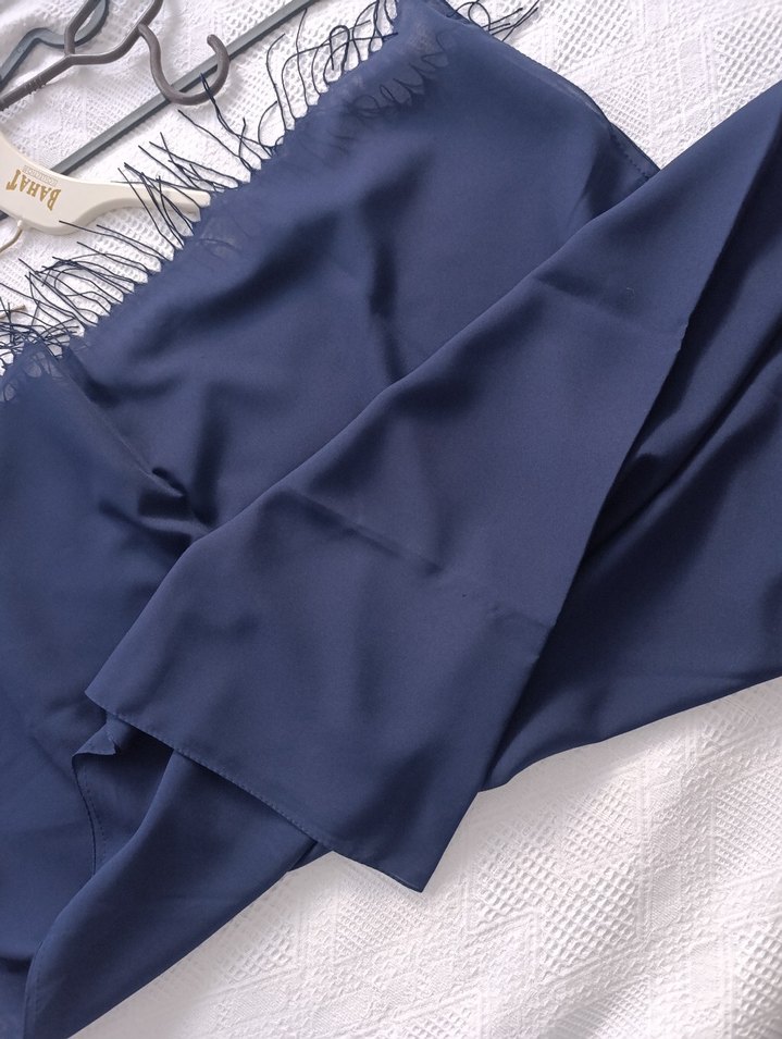 Kadın Lacivert pamuklu şifon Şal - Görsel 2