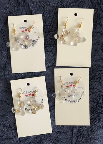 Beyaz Boncuklu Mini Bohem Küpe - Görsel 3