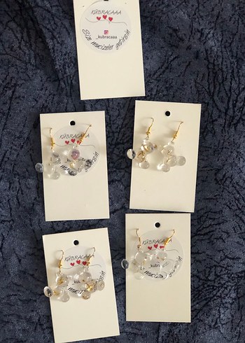 Beyaz Boncuklu Mini Bohem Küpe - Görsel 2