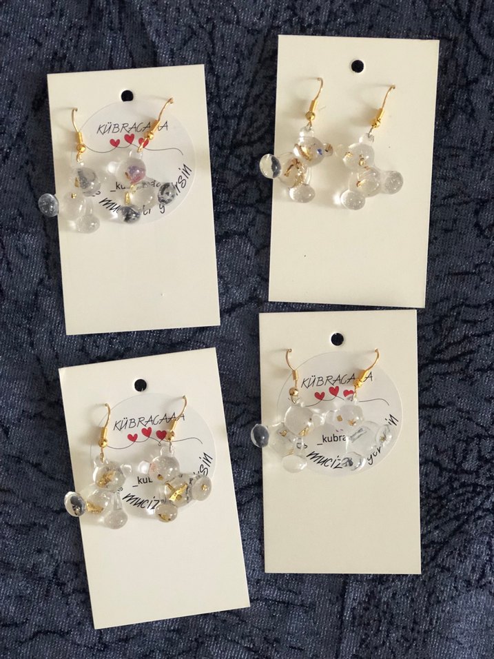 Beyaz Boncuklu Mini Bohem Küpe - Görsel 3