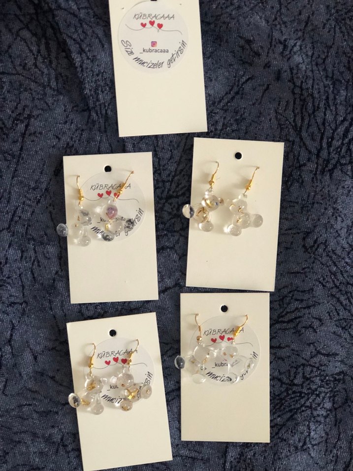 Beyaz Boncuklu Mini Bohem Küpe - Görsel 2