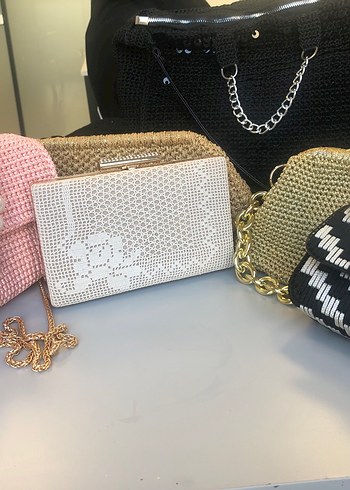 Boncuk İşlemeli Siyah Örgü Çanta - Görsel 2