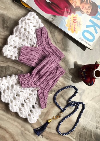 Bohem Mor Örgü Kadın Eldiveni - Görsel 2