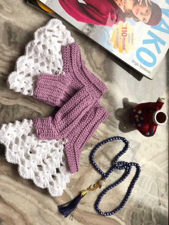 Bohem Mor Örgü Kadın Eldiveni - Görsel 2