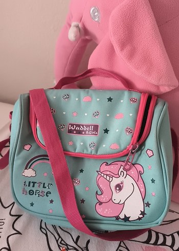 Renkli Unicorn Desenli Çocuk Okul Çantası