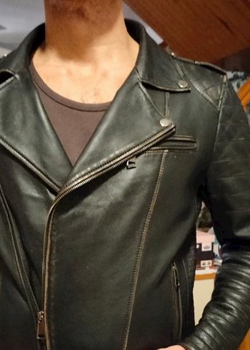 Derimod D-FIT Siyah Deri Biker Ceket Erkek L - Görsel 5