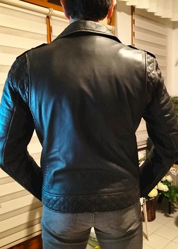 Derimod D-FIT Siyah Deri Biker Ceket Erkek L - Görsel 4