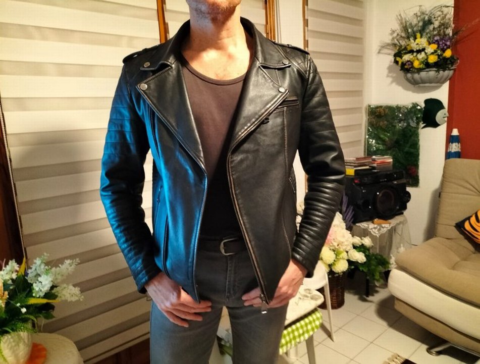 Derimod D-FIT Siyah Deri Biker Ceket Erkek L - Görsel 2