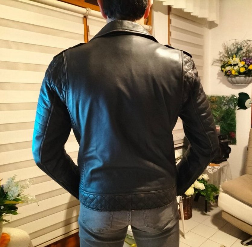 Derimod D-FIT Siyah Deri Biker Ceket Erkek L - Görsel 4