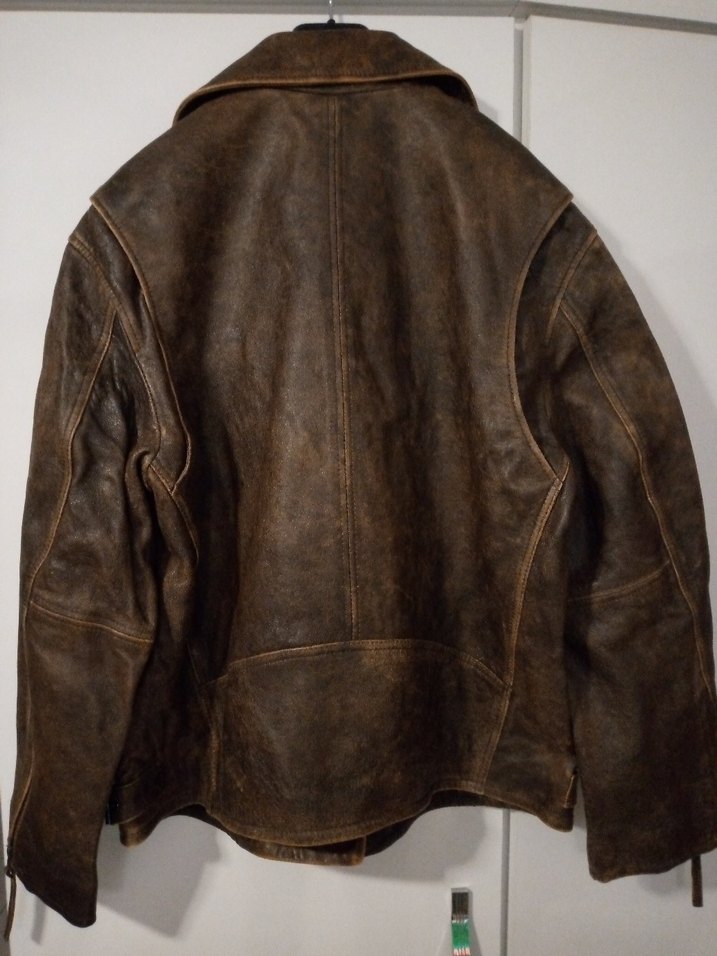 BERSHKA (%100Gerçek Deri)Kahverengi Biker Deri Ceket Erkek - Görsel 4