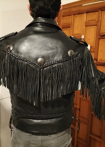 Motorcu Ceketi.%100 Buffalo Ağır Derisi Harleyci tarzı,püsküllü - Görsel 2