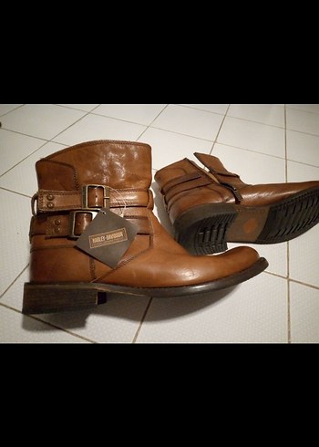 Harley Davidson %100 Gercek Deri Tokalı Biker Bot - Görsel 6