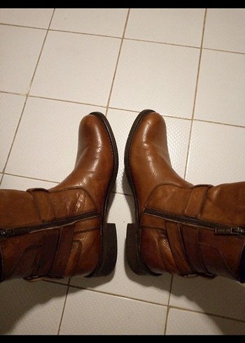 Harley Davidson %100 Gercek Deri Tokalı Biker Bot - Görsel 4