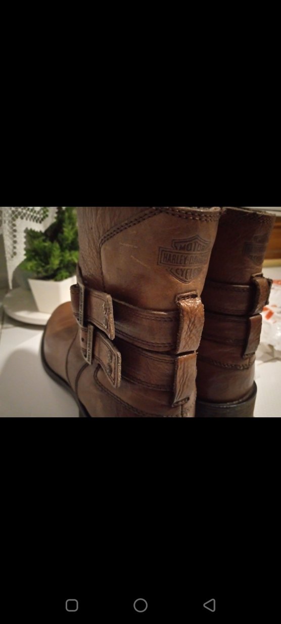 Harley Davidson %100 Gercek Deri Tokalı Biker Bot - Görsel 2