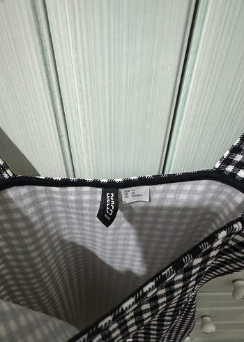 H&M H&M Siyah Kareli Askılı Midi Elbise