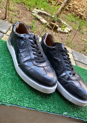 Orjinal deri Erkek Siyah Bağcıklı Sokak Stili Ayakkabı - Görsel 3