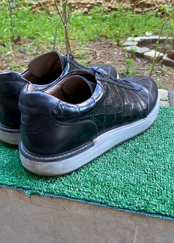 Orjinal deri Erkek Siyah Bağcıklı Sokak Stili Ayakkabı - Görsel 2