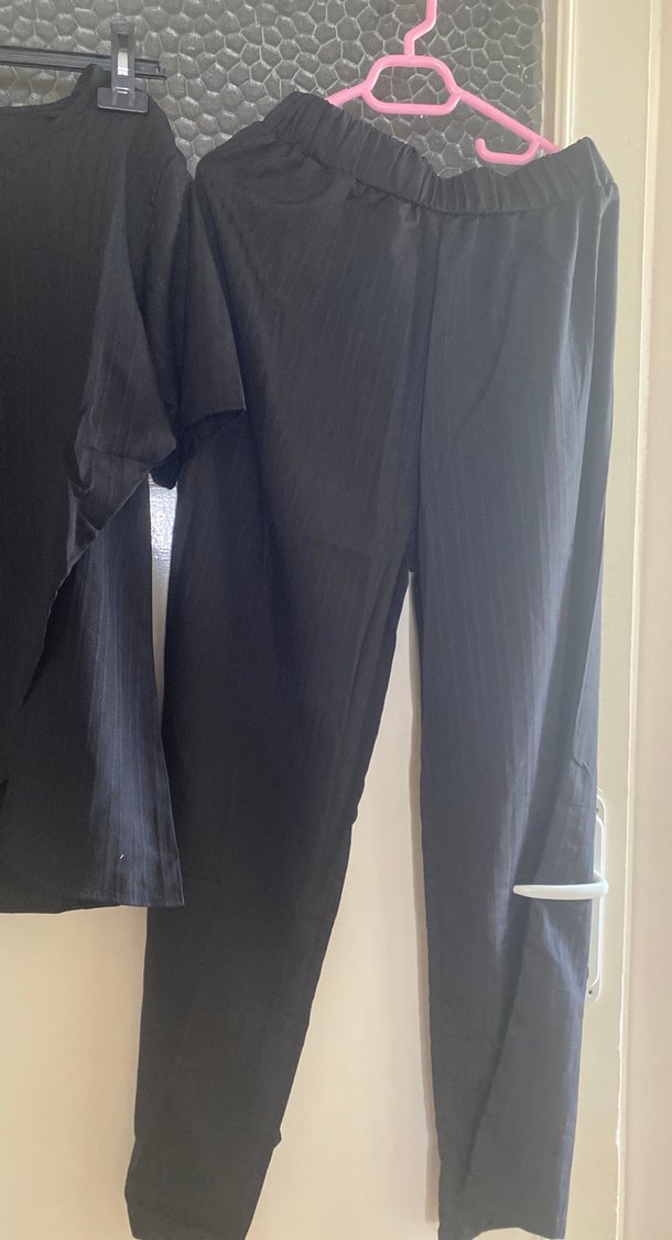 Siyah Keten Hamile Tişörtü, Kısa Kollu, Salaş - Görsel 2