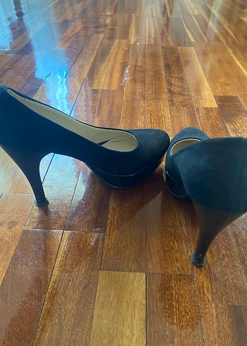 Kadın Siyah Platform Topuklu Süet Ayakkabı - Görsel 4