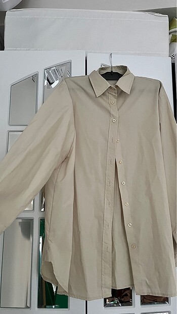 Bej rengi Oversize gömlek