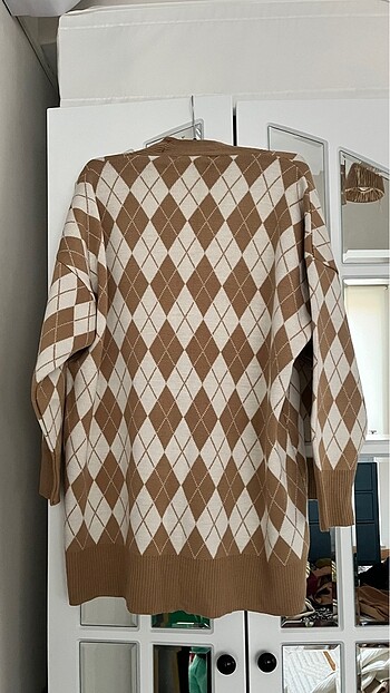 universal Beden camel Renk Oversize baklava desenli benin marka hırka