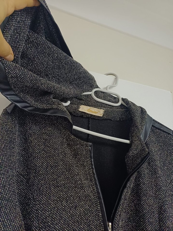 Gri Fermuarlı Uzun hırka - Görsel 4