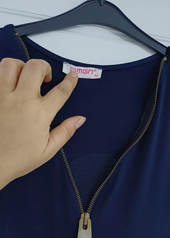 Koyu Mavi Fermuarlı Tulum - Görsel 2