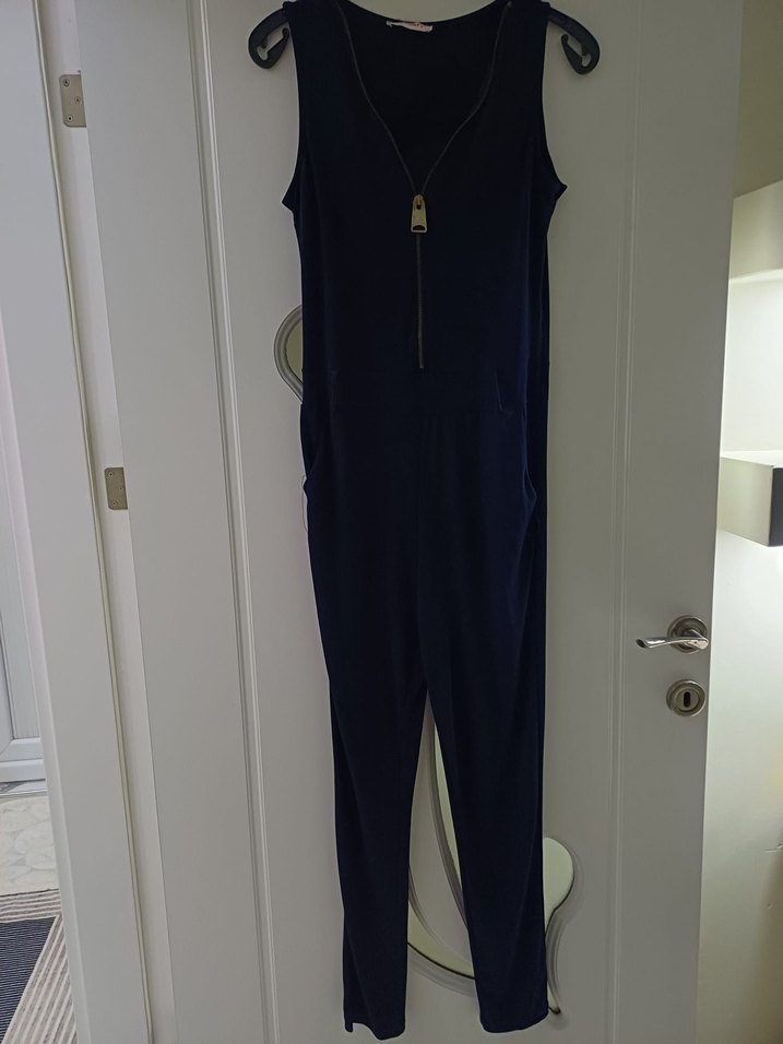 Koyu Mavi Fermuarlı Tulum - Görsel 4