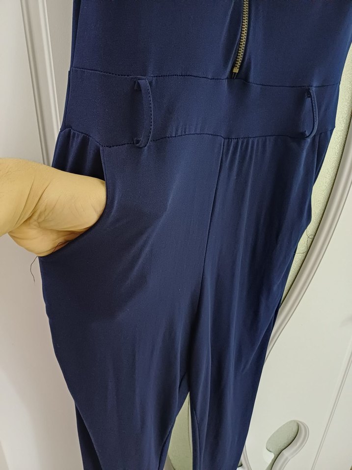 Koyu Mavi Fermuarlı Tulum - Görsel 3