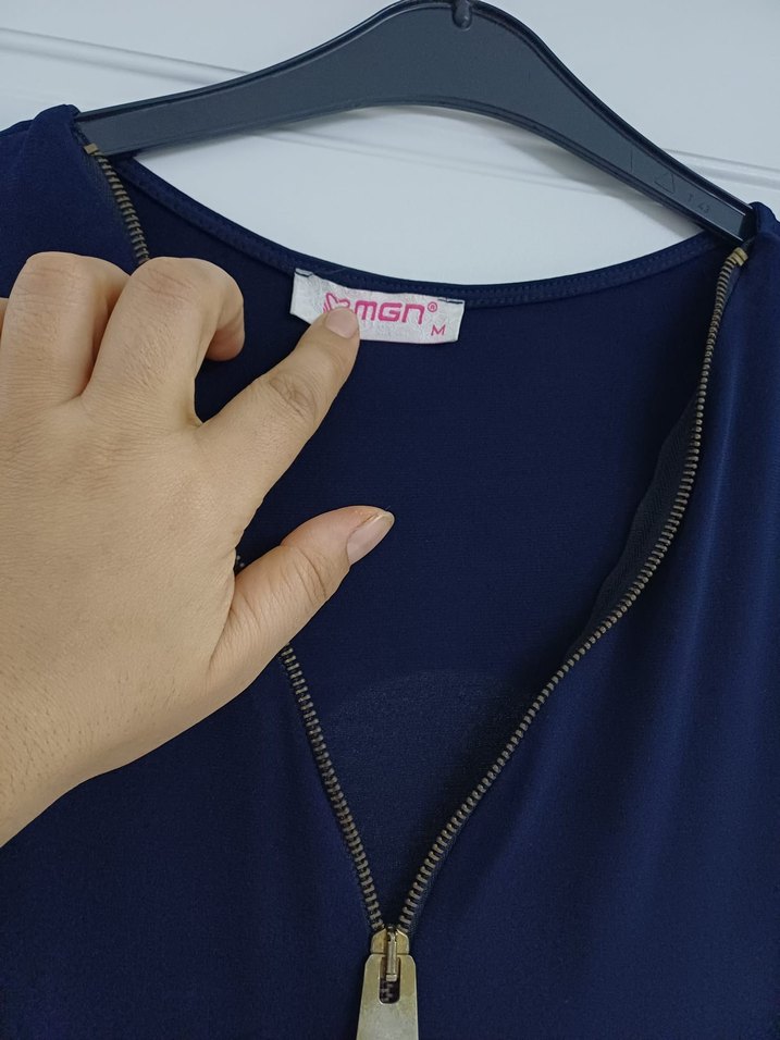 Koyu Mavi Fermuarlı Tulum - Görsel 2