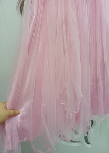 Pembe Fırfırlı Kız Çocuk abiye - Görsel 3